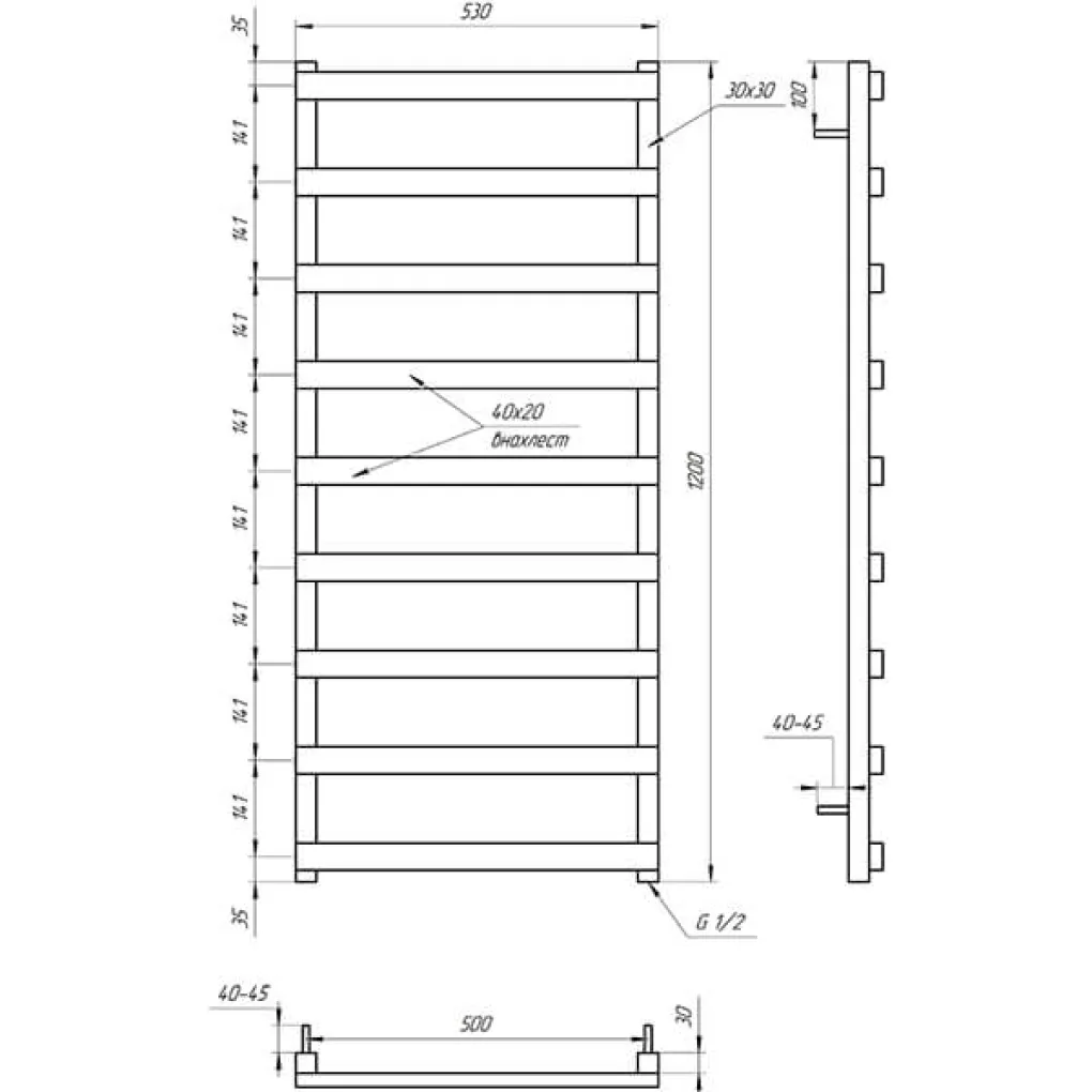 Електрична рушникосушка Genesis Aqua Basis 120x53 чорна- Фото 2